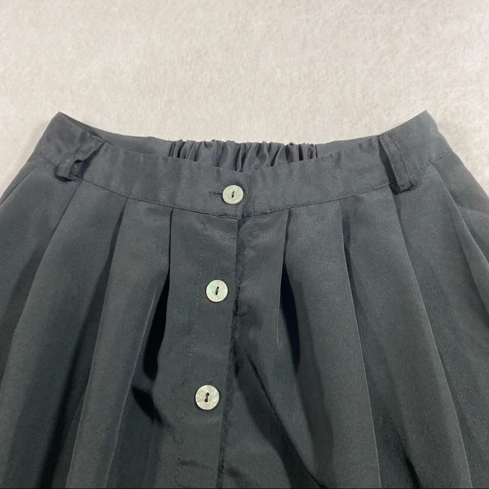 Xhilaration skirt womens black button up flowy ruffled elastic back mini…